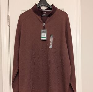 Van Heusen Burgundy Zip Up Sweater Classic Knit Design Size L NWT